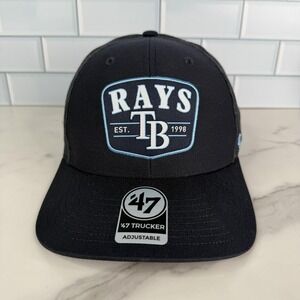 Tampa Bay Rays Hat Cap Snap Back Mens One Size Black 47 Baseball Trucker Mesh